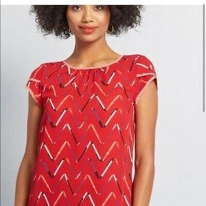 ModCloth XL red chiffon pen blouse